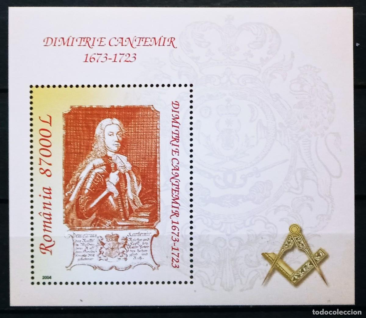 Sellos: RUMANIA IVERT HOJA BLOQUE N&ordm;281 NUEVOS ** PERSONAJES DIMITRI CANTEMIR A&Ntilde;O 2004