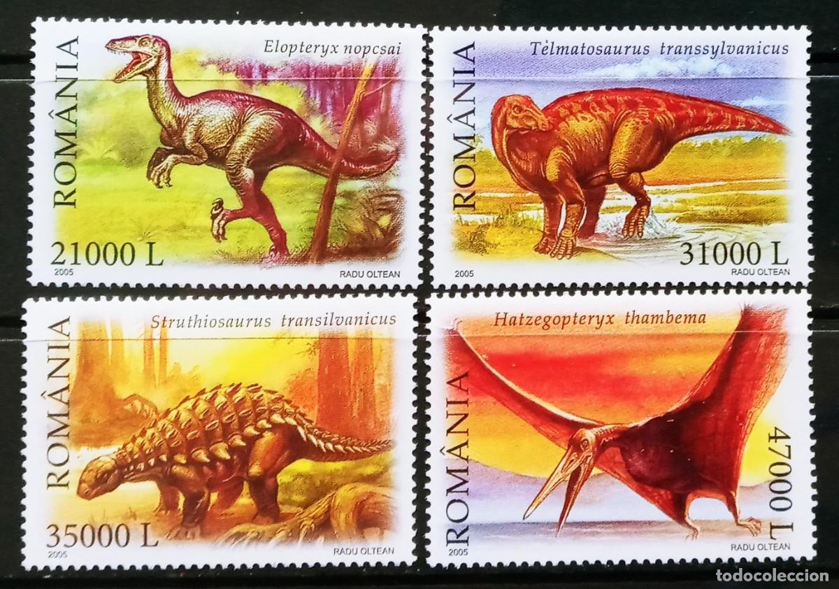 Sellos: RUMANIA IVERT 4945/48 NUEVOS ** SERIE FAUNA PERHISTORICA DINOSAURIOS A&Ntilde;O 2005
