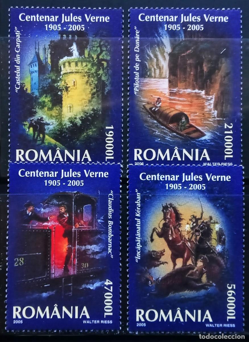Sellos: RUMANIA IVERT 4960/63 NUEVOS ** SERIE PERSONAJES LITERATURA CENTEN. JULIO VERNE A&Ntilde;O 2005