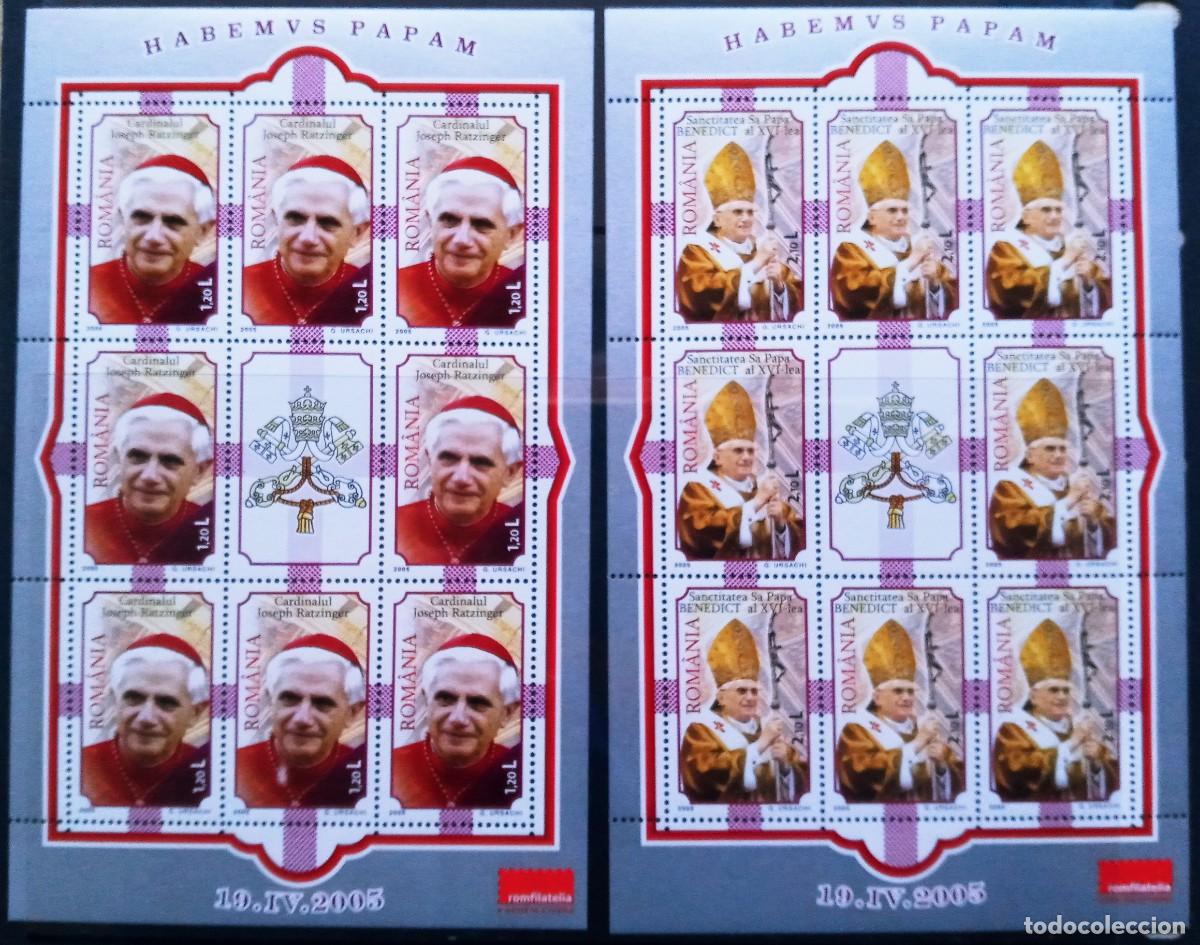 Sellos: RUMANIA IVERT 5009/10 BLOQUE 8 SERIES NUEVOS ** PERSONAJE RELIGIOS EL PAPA BENEDICTO XVI A&Ntilde;O 2005