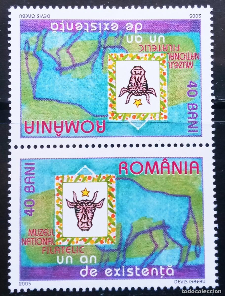 Sellos: RUMANIA IVERT 5025 pareja en tete-beche NUEVOS ** 1&ordm; ANIVERSARIO DEL MUSEO FILATELICO A&Ntilde;O 2005