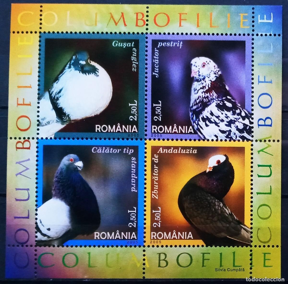 Sellos: RUMANIA IVERT 5034/37 NUEVOS ** FAUNA. PAJAROS. PALOMAS MENSAJERAS A&Ntilde;O 2005