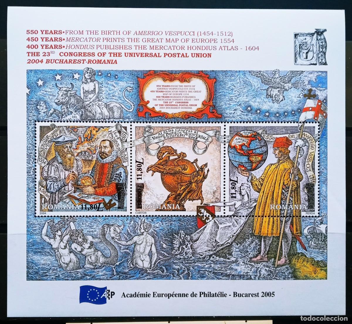 Sellos: RUMANIA IVERT HOJA BLOQUE N&ordm;295 NUEVOS ** SALON FILATEL. MUNDIAL EN BUCARET A&Ntilde;O 2005