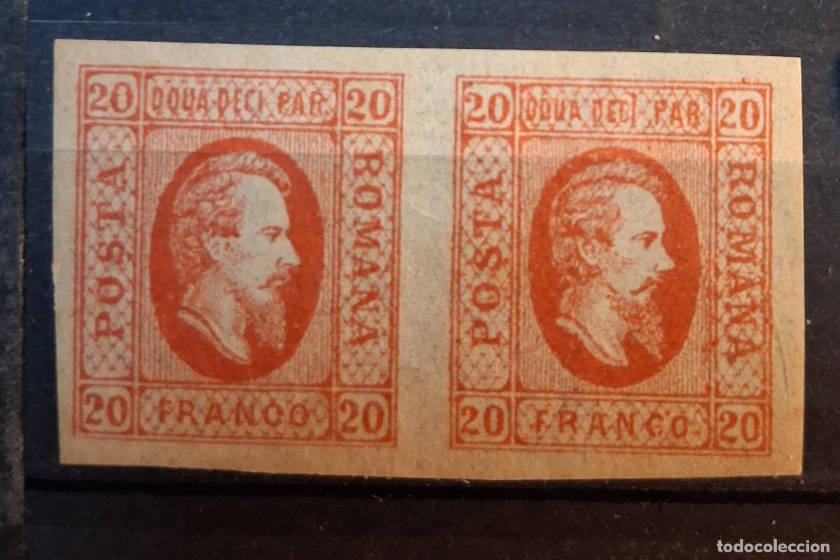 Sellos: RUMAN&Iacute;A, 1865, CAT.YT. 13. BLOQUE 2.