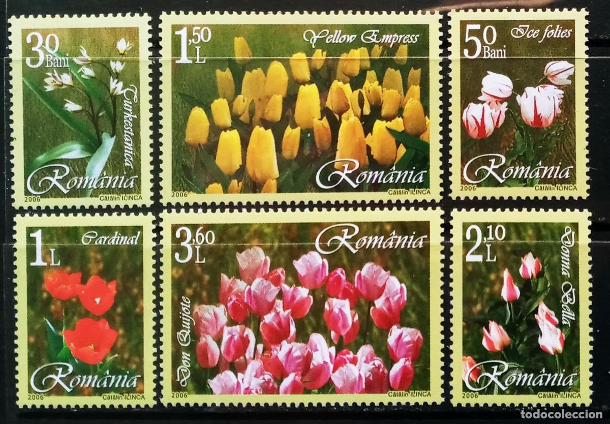 Sellos: RUMANIA IVERT 5083/88 NUEVOS ** SERIE FLORA TULIPANES A&Ntilde;O 2006