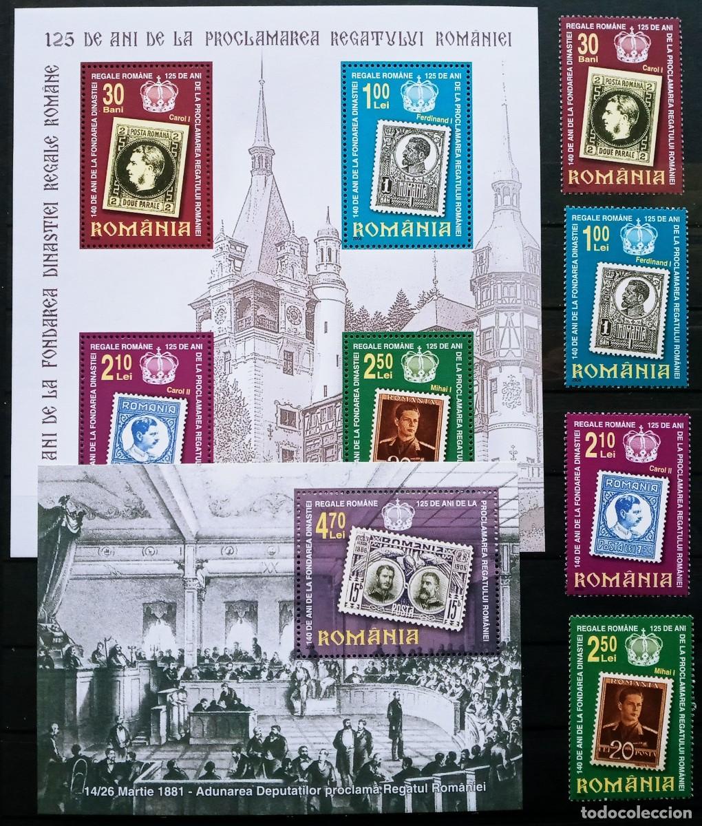 Sellos: RUMANIA IVERT 5095/98+ 2 HOJAS BLOQUES 308/309 NUEVOS ** 125&ordm; ANIV. DEL REINO DE RUMANIA A&Ntilde;O 2006