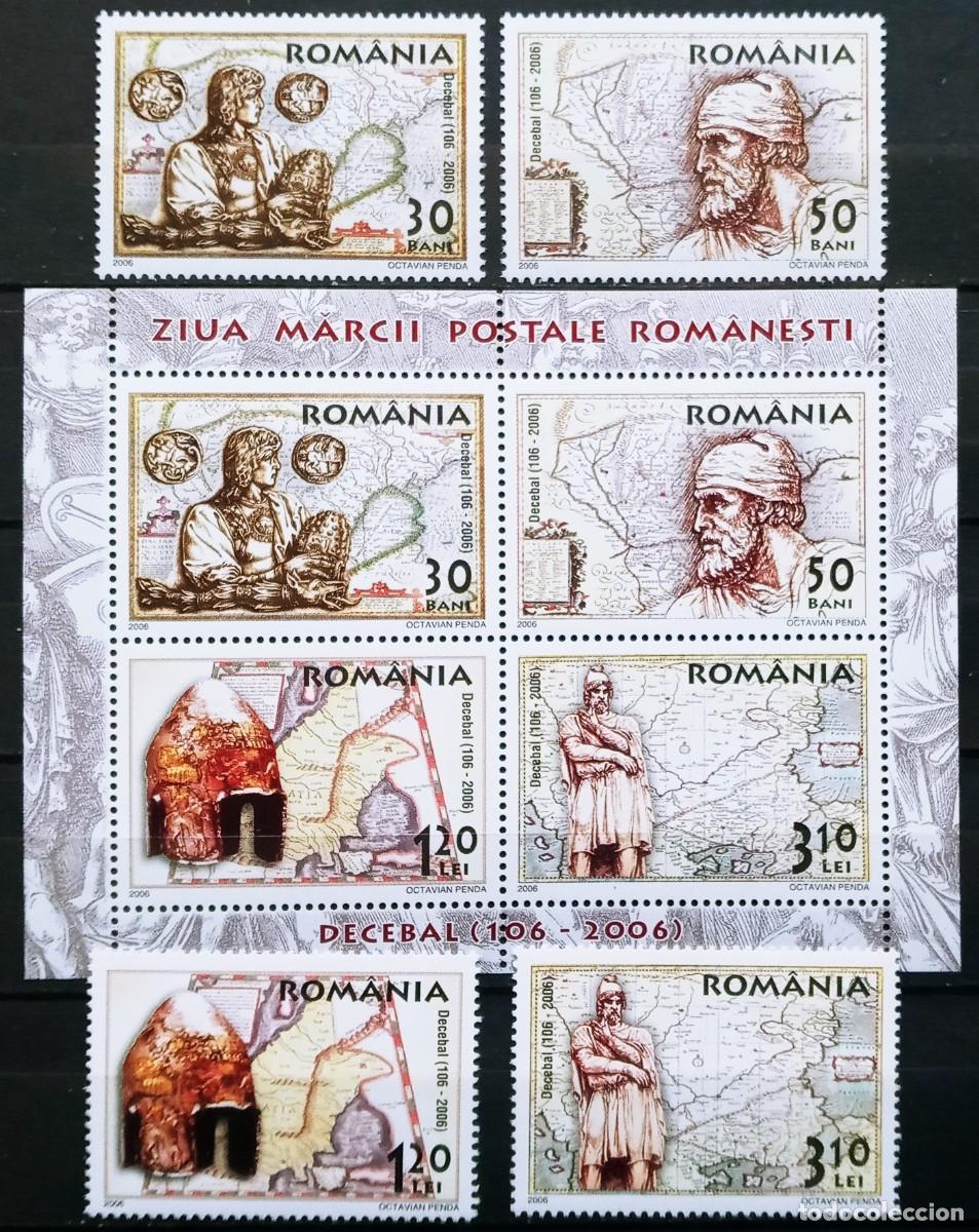 Sellos: RUMANIA IVERT 5120/23+ HOJA BLOQUE N&ordm;316 NUEVOS ** PERSONAJE. DEC&Eacute;BALO REY DE LOS DACIOS A&Ntilde;O 2006