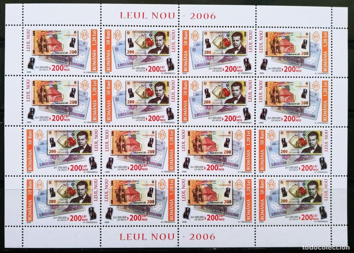 Sellos: RUMANIA IVERT 5174/75 BLOQUE 8 SERIES NUEVOS ** LOS NUEVOS BILLETES DE BANCO DE 200L A&Ntilde;O 2006