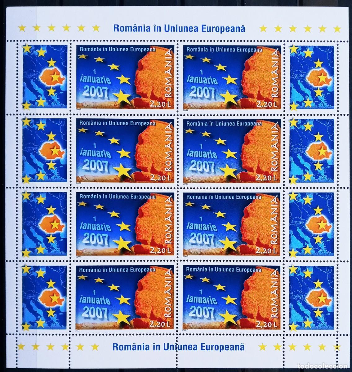 Sellos: RUMANIA IVERT 5177 BLOQUE 8 SERIES NUEVOS ** ENTRADA DE RUMANIA EN LA UNION EUROPEA A&Ntilde;O 2006