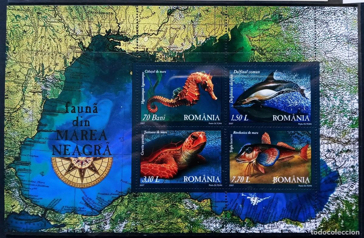 Sellos: RUMANIA IVERT HOJA BLOQUE N&ordm;327 NUEVOS ** FAUNA MARINA DEL MAR DEL NORTE A&Ntilde;O 2007