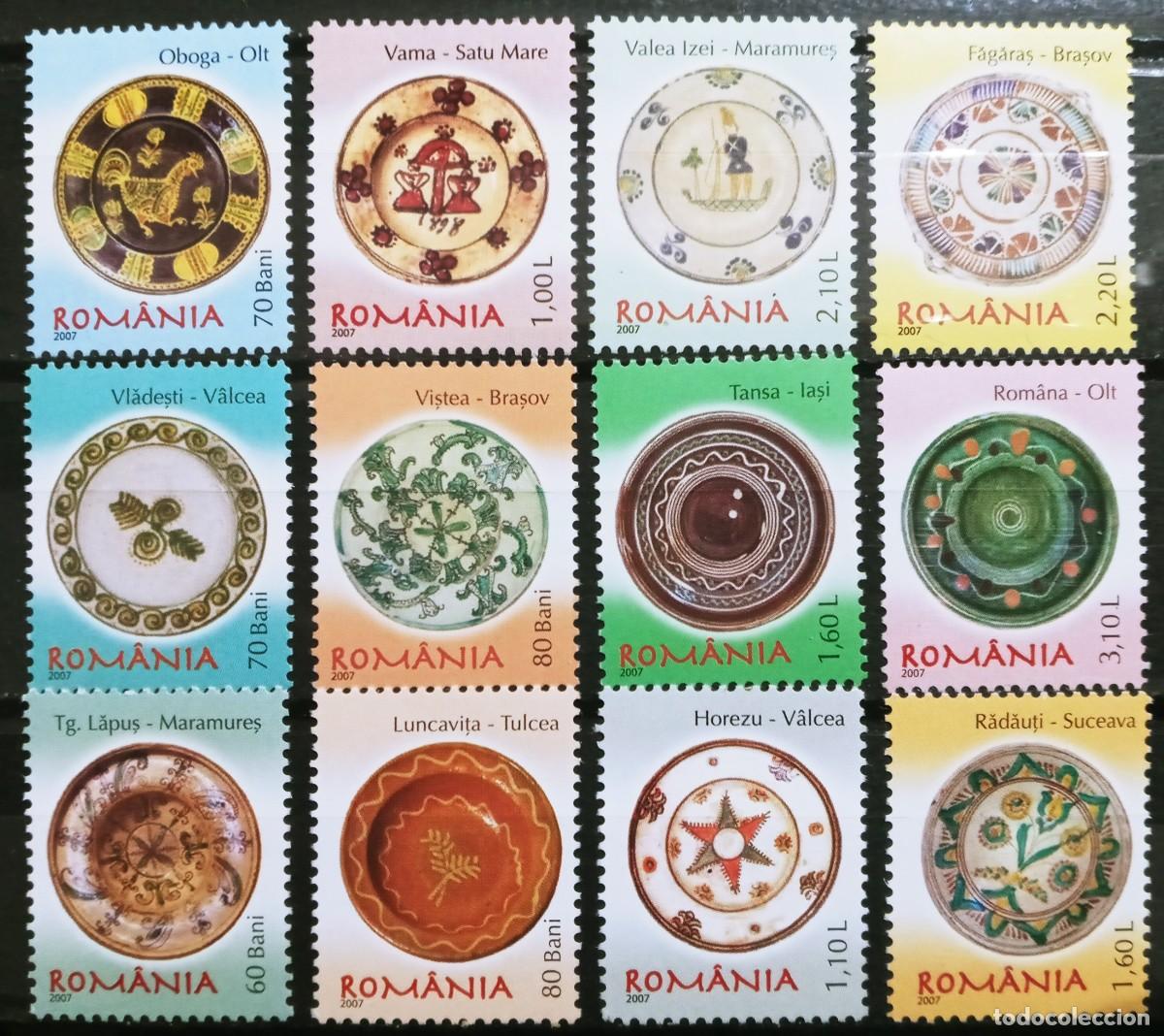 Sellos: RUMANIA IVERT 5200/03+ 5217/20+ 5238/41 NUEVOS ** SERIE BASICA PLATOS DE CERAMICA A&Ntilde;O 2007