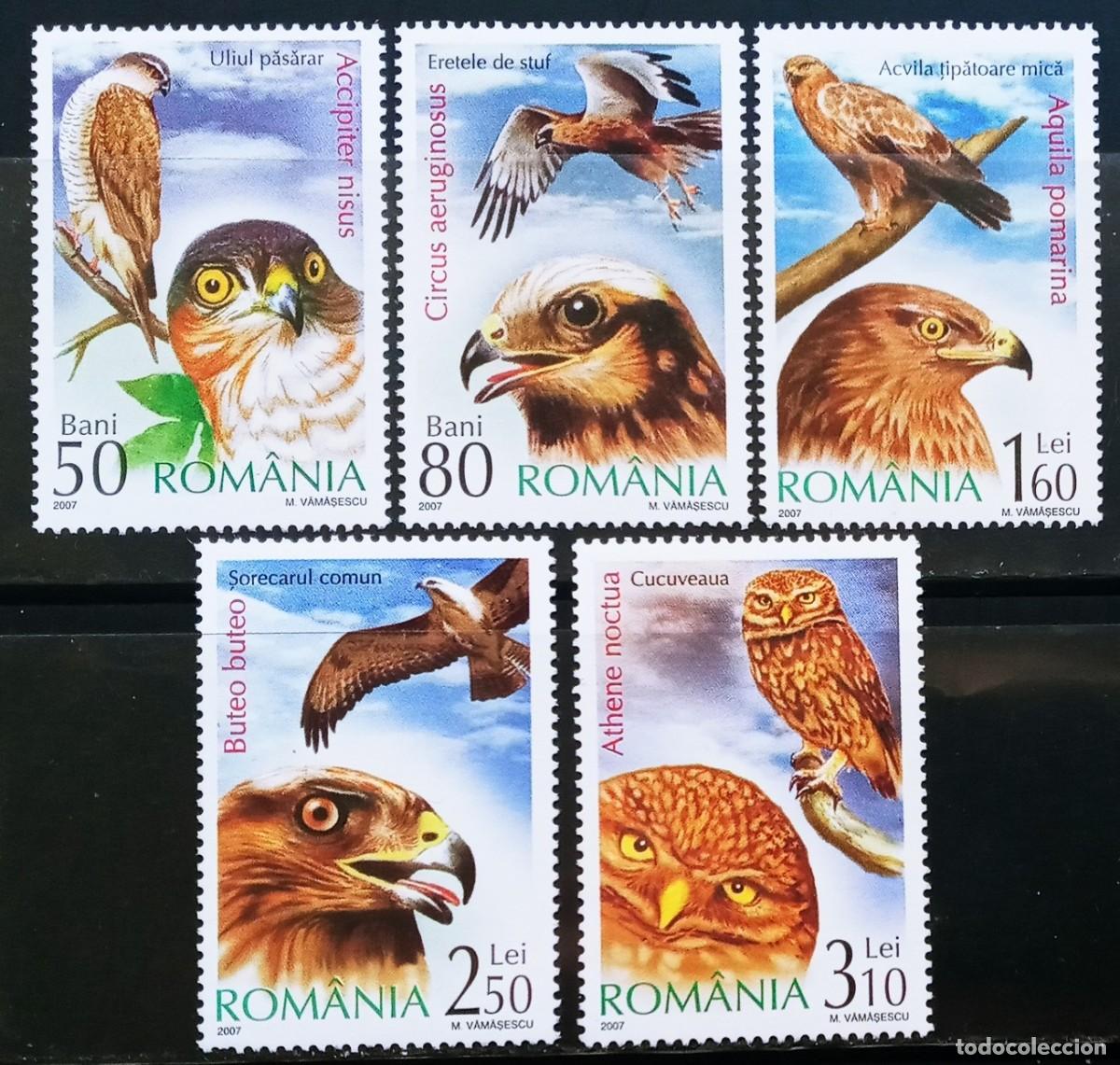 Sellos: RUMANIA IVERT 5204/08 NUEVOS ** SERIE FAUNA. PAJAROS. AVES RAPACES A&Ntilde;O 2007