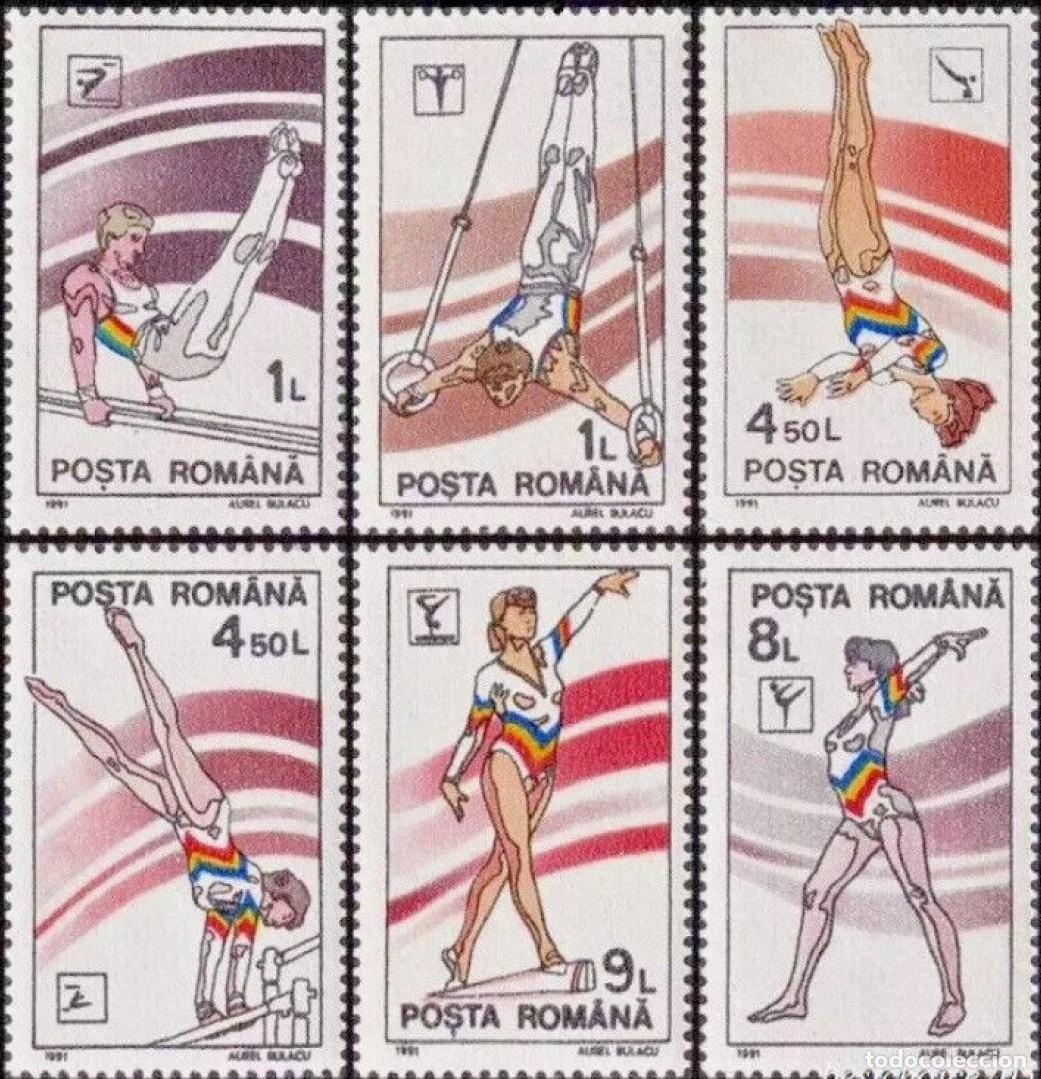 Sellos: RUMANIA 1991 SERIE 6 STAMPS MNH GIMNASIA ARTISTICA ARTISTIC GYMNASTICS GYMNASTIQUE ARTISTIQUE SPORTS