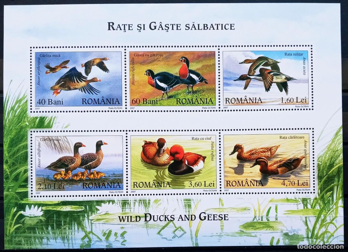 Sellos: RUMANIA IVERT HOJA BLOQUE N&ordm; 336 NUEVOS ** SERIE FAUNA PATOS Y GANSOS SALVAJES A&Ntilde;O 2007