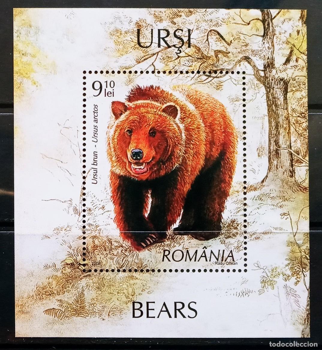Sellos: RUMANIA IVERT HOJA BLOQUE N&ordm;345 NUEVOS ** SERIE FAUNA SALVAJE OSOS A&Ntilde;O 2008