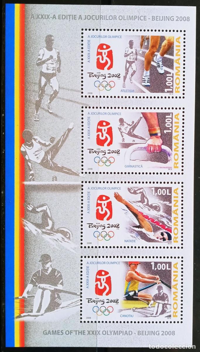 Sellos: RUMANIA IVERT HOJA BLOQUE N&ordm;346 NUEVOS ** SERIE DEPORTES JJ.OO. DE PEKIN A&Ntilde;O 2008