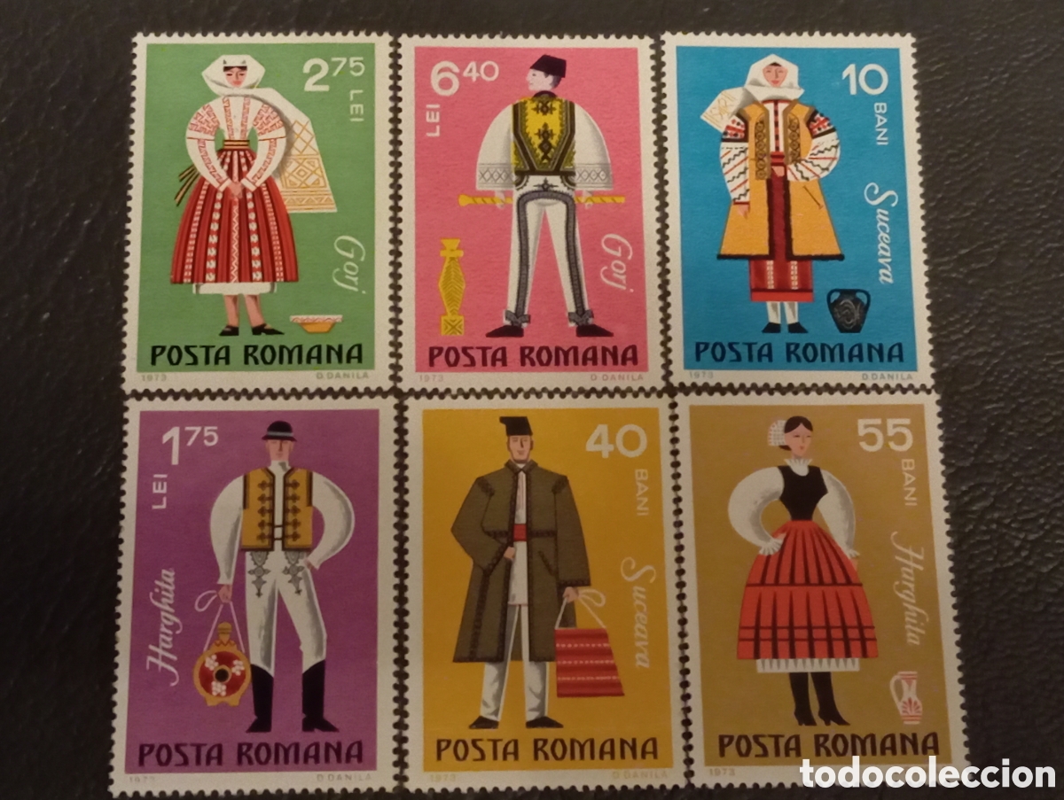 Sellos: Ruman&iacute;a 1973 - Serie Trajes Nacionales - Yvert 2745/2750 MNH