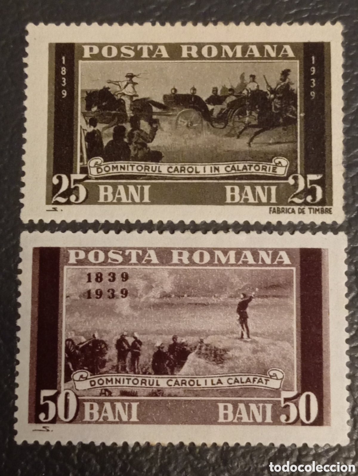 Sellos: Rumania 1939 - Centenario Rey Carol I - Set 2 Sellos MH (Scott 475/476, Mi. 634/635)