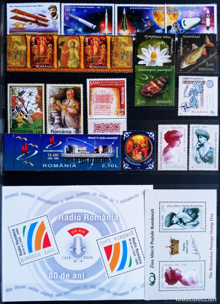 Sellos: RUMANIA IVERT LOTE 19 SELLOS + 2 HOJA BLOQUE SERIES COMPLETAS A&Ntilde;O 2008 NUEVOS ** LOS DE LA FOTO
