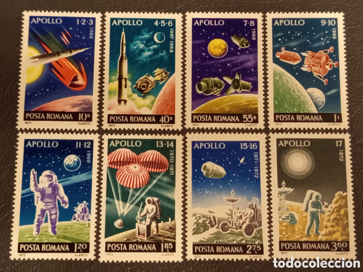 Sellos: Ruman&iacute;a 1972 - Serie Completa Programa Apollo (Micshel 3069-3076) MNH