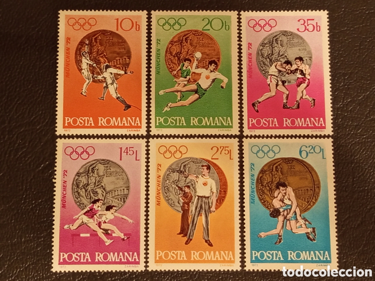 Sellos: Rumania 1972 - Serie Completa Juegos Ol&iacute;mpicos M&uacute;nich (6 v.) - Michel 3012-3017 - MNH