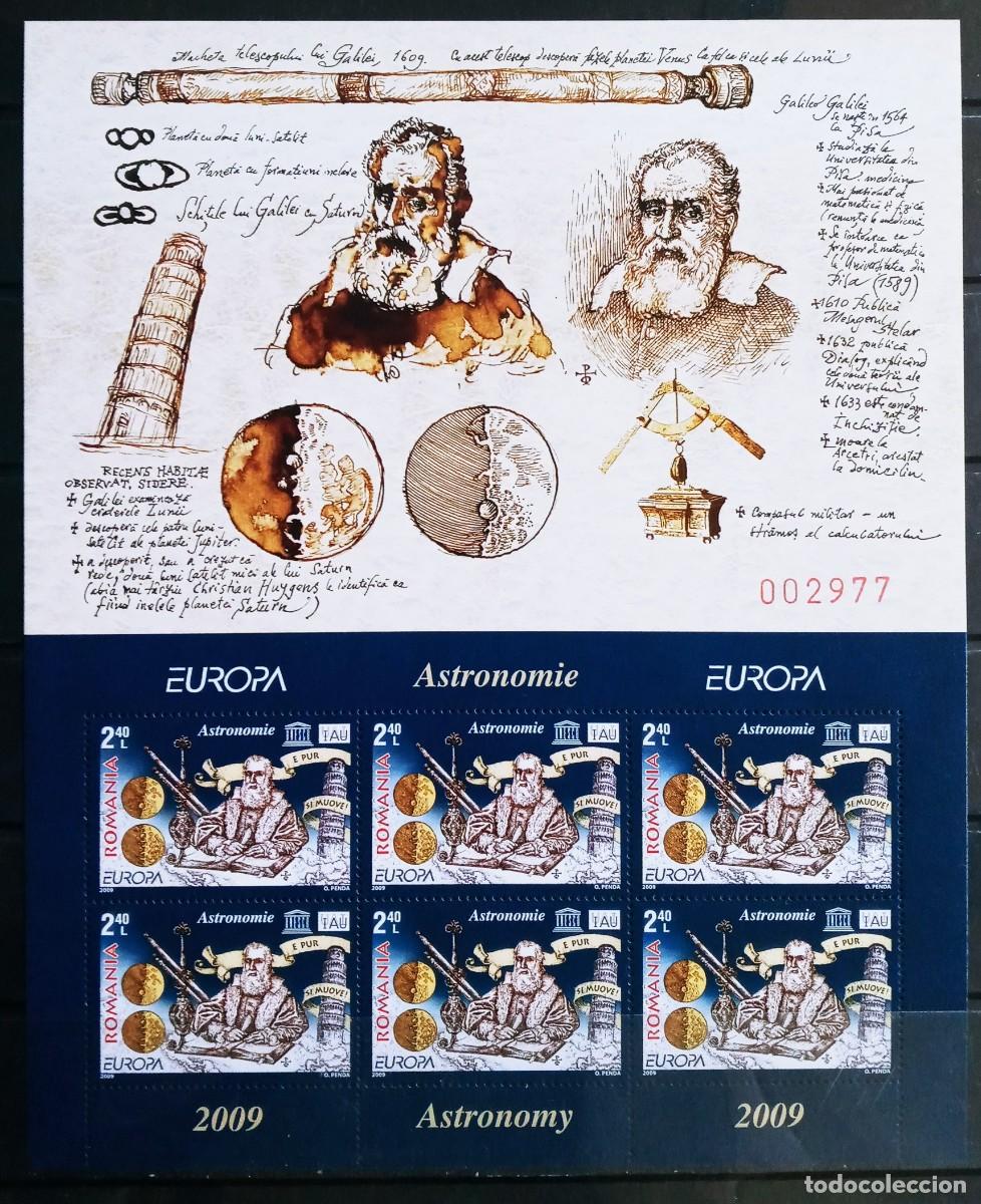 Sellos: RUMANIA IVERT 5356/57 DOS BLOQUES 6 SERIES CON MARGENES ILUSTRADO ** EUROPA CEPT LA ASTRONOMIA 2009