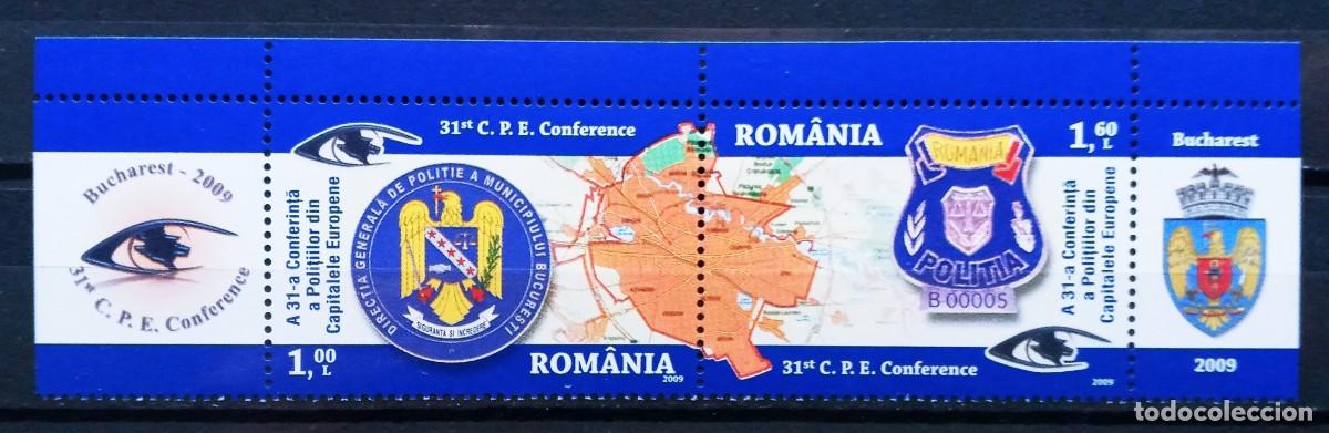Sellos: RUMANIA IVERT 5359/60 ** CONFERENCIA AGENTES POLICIA DE CAPITALES EUROPEAS A&Ntilde;O 2009
