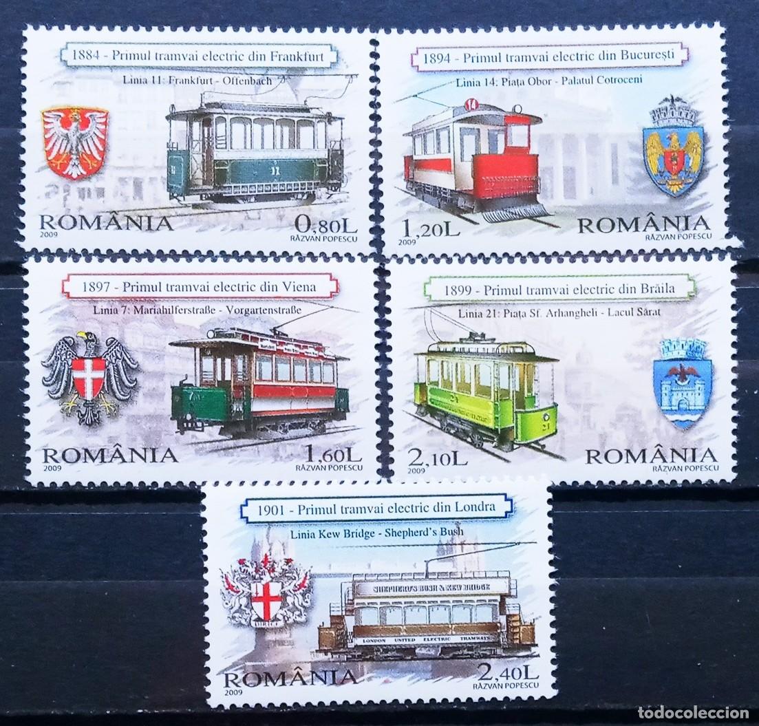 Sellos: RUMANIA IVERT 5370/74 ** ANTIGUOS TRANVIAS ELECTRICOS A&Ntilde;O 2009