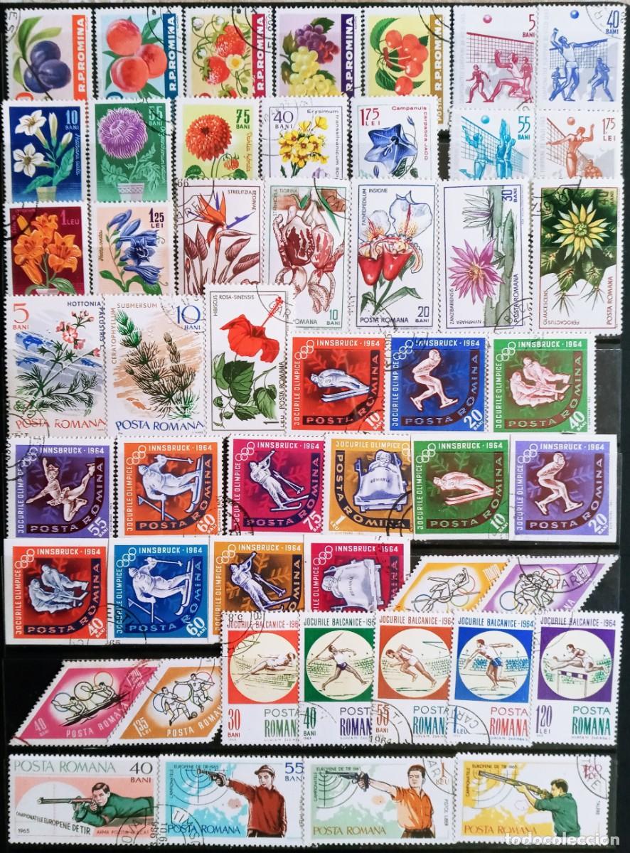 Sellos: RUMANIA IVERT LOTE 130 SELLOS USADOS TEMATICOS FLORES, FAUNA, DEPORTES, LOS DE LAS 3 FOTOS