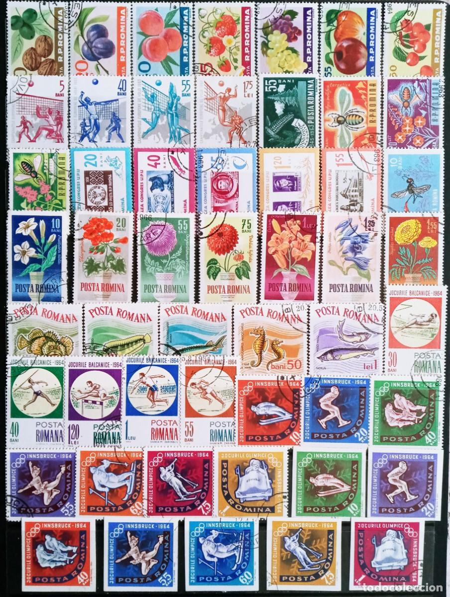 Sellos: RUMANIA IVERT LOTE 130 SELLOS USADOS TEMATICOS FLORES, FAUNA, DEPORTES, LOS DE LAS 4 FOTOS