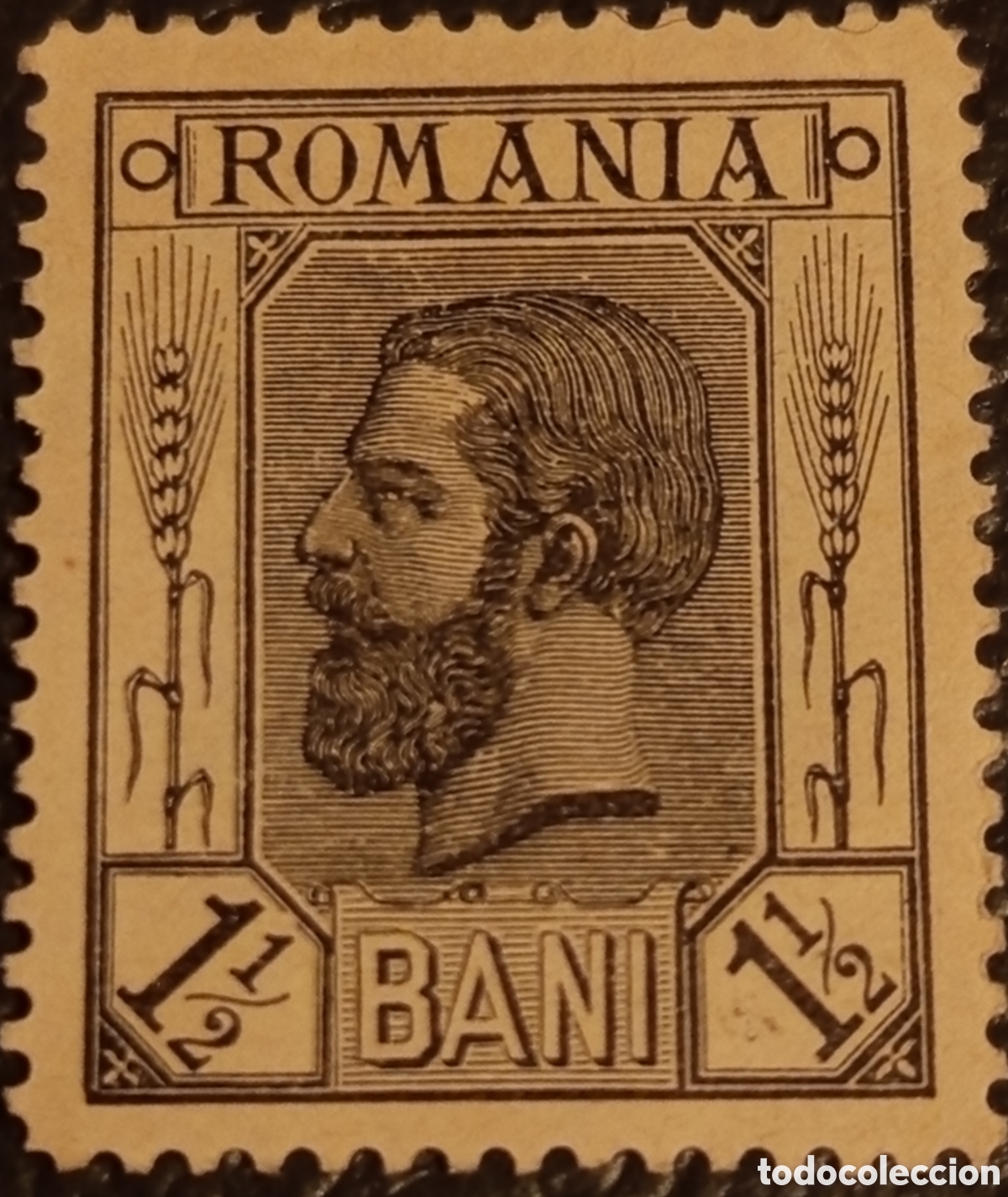 Sellos: Sello Ruman&iacute;a 1903 - Rey Carol I &rdquo;Spic de Gr&acirc;u&rdquo; - 1 &frac12; Bani Pardo (Scott #146 / Michel #154) Nuevo