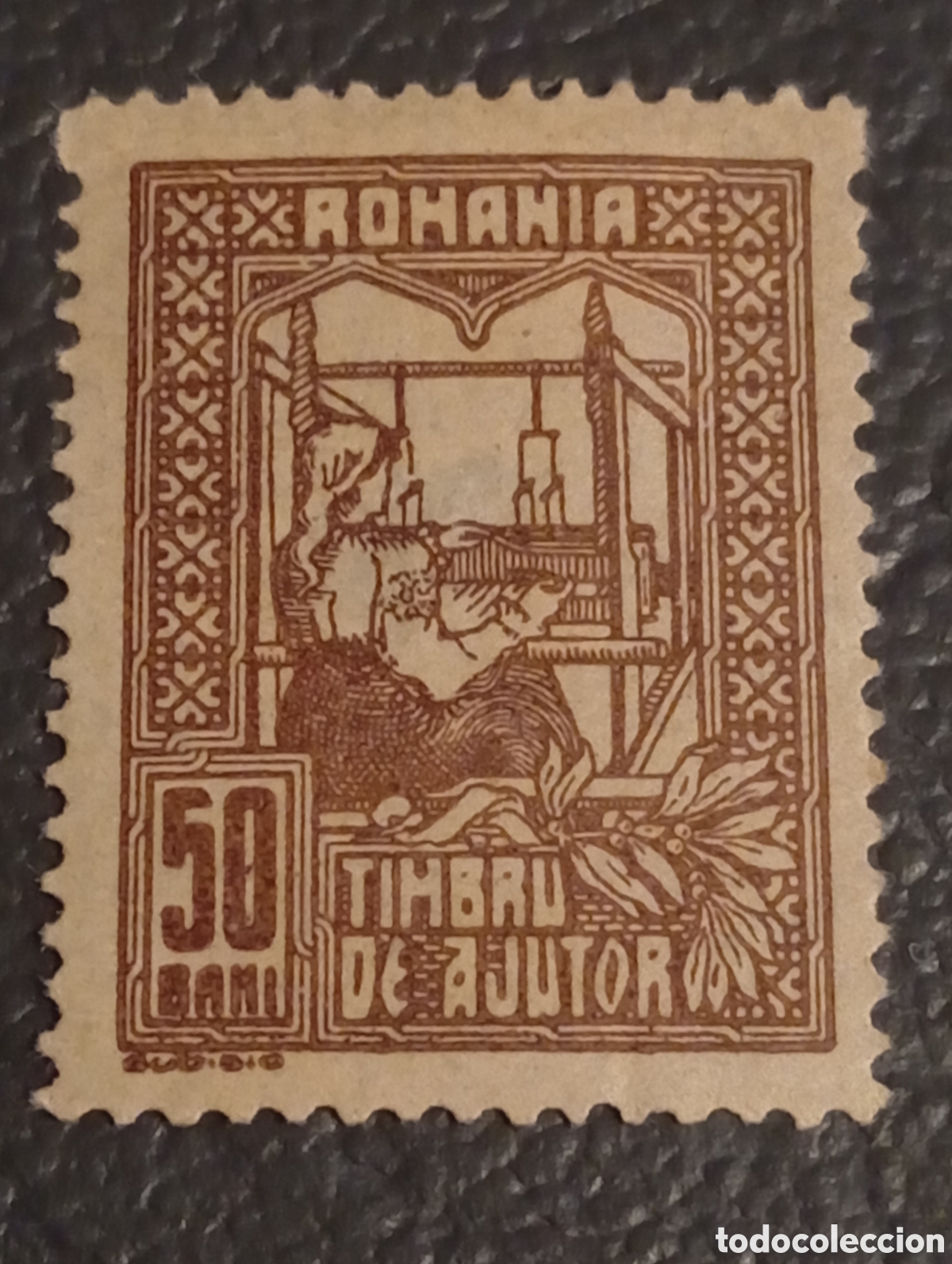 Sellos: 1918 Ruman&iacute;a - Timbru de Ajutor 50 Bani Marr&oacute;n (MH) - Michel ZZ 8