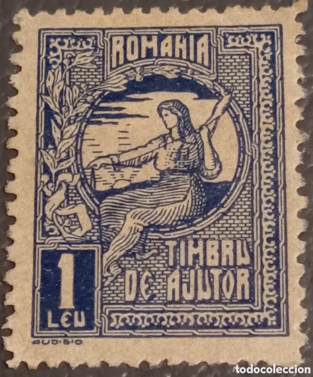 Sellos: Rumania 1918 - Sello de Ayuda 1 Leu &rdquo;Mujer Hilando&rdquo; - MH (Yvert 243)