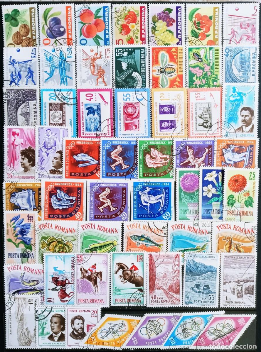 Sellos: RUMANIA IVERT LOTE 117 SELLOS USADOS TEMATICOS FLORES, FAUNA, DEPORTES, LOS DE LAS 3 FOTOS