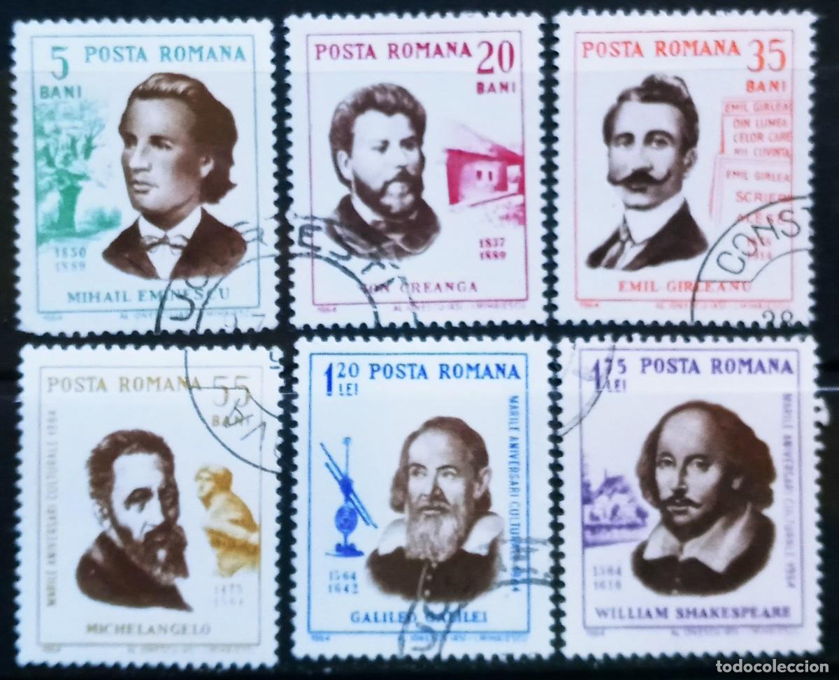 Sellos: RUMANIA IVERT 2018/23 USADOS - SERIE PERSONAJES ANIVERASARIOS CULTURALES A&Ntilde;O 1964