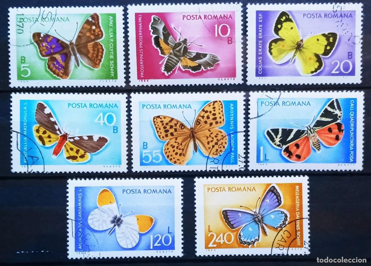 Sellos: RUMANIA IVERT 2468/75 USADOS - INSECTOS MARIPOSAS. A&Ntilde;O 1969