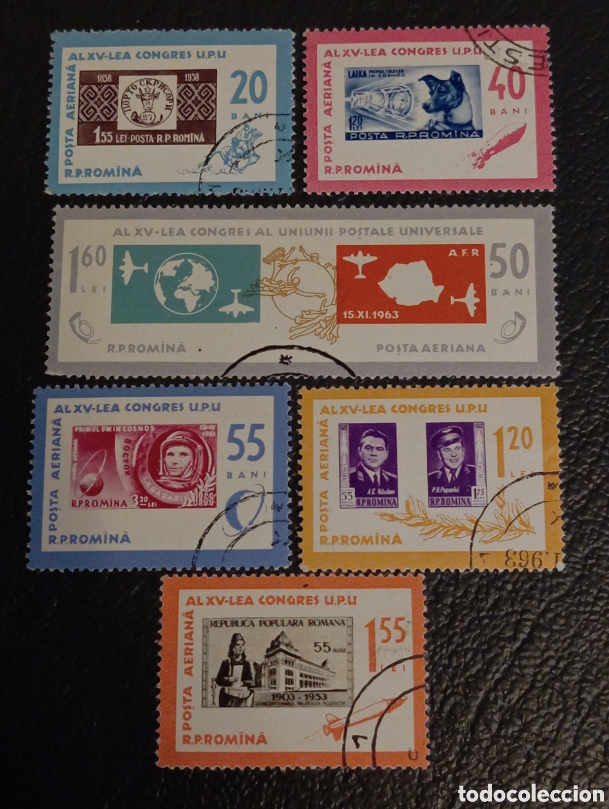 Sellos: RUMANIA Scott# C146-150 CB22 (0) Congreso de la UPU, Viena 1963