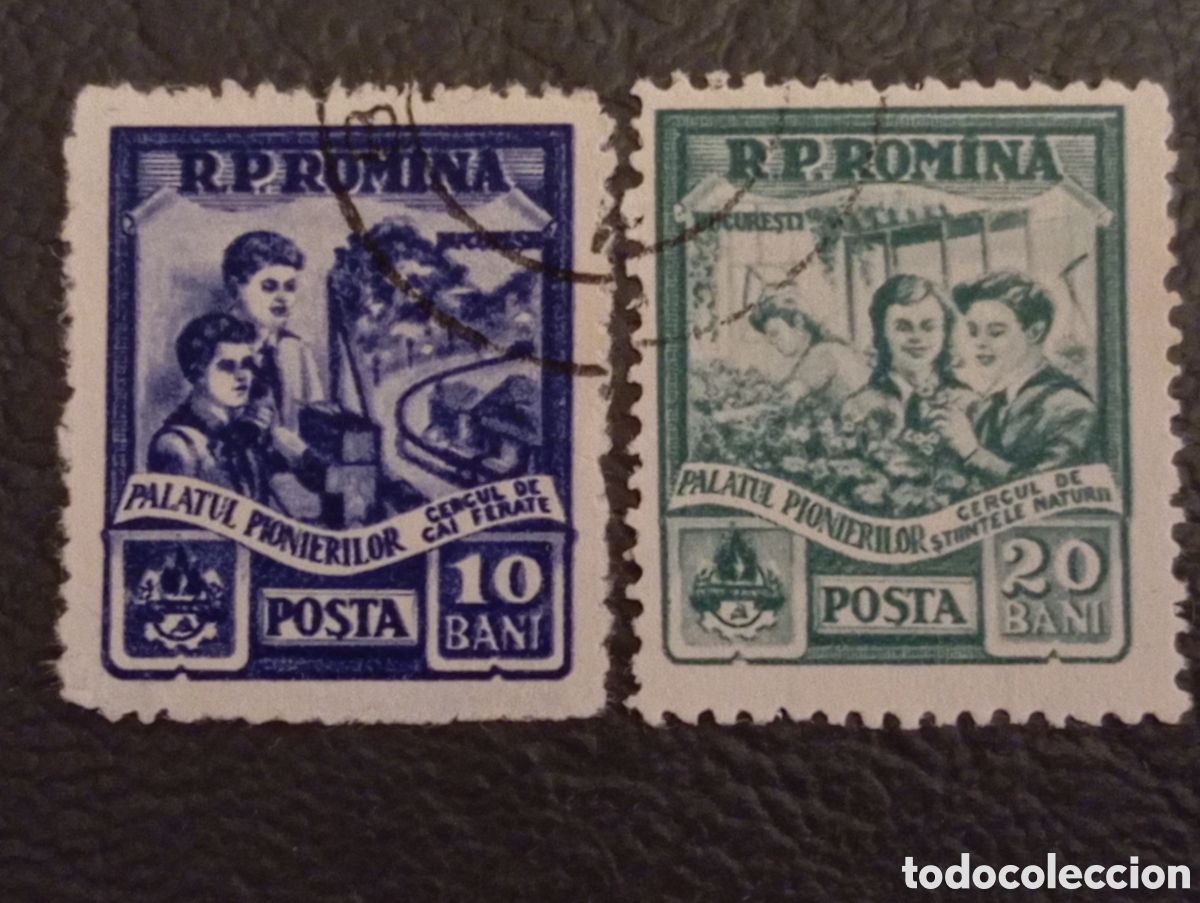 Sellos: Pareja de Sellos Rumania 1955 Palacio de los Pioneros (10 y 20 Bani)