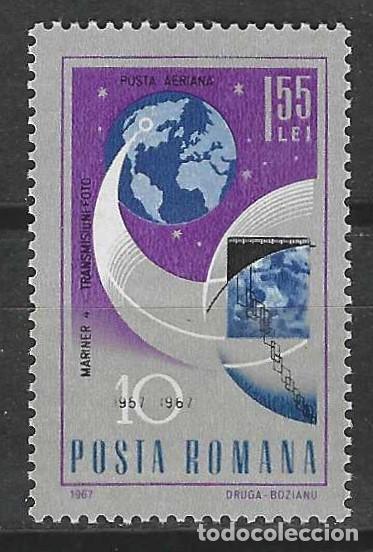 Sellos: RUMAN&Iacute;A 1967 - 10&ordm; ANIV. DE CONQUISTAS ESPACIALES, , A&Eacute;REO &rdquo;MARINER-4&rdquo; - MNH**