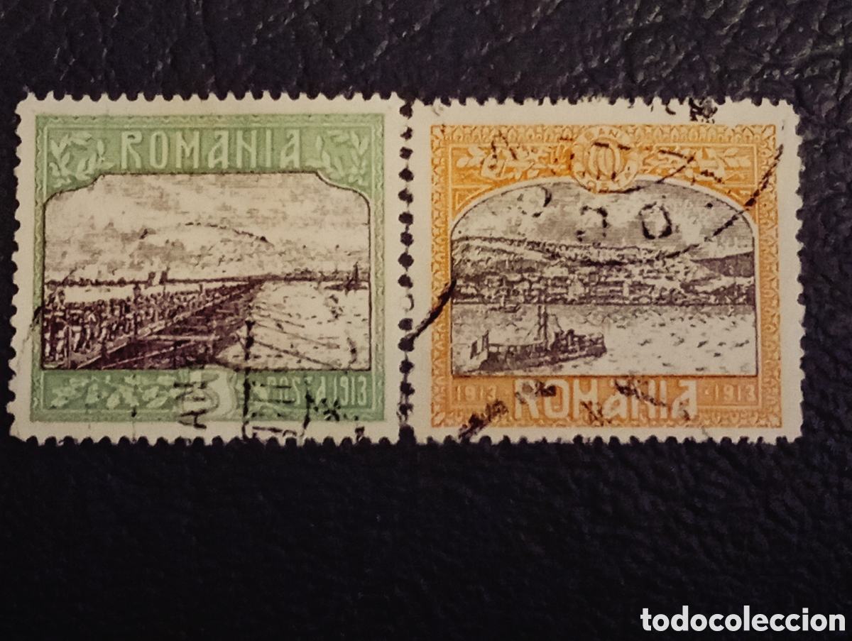 Sellos: Ruman&iacute;a 1913 - Serie Silistra 5b y 10b Usados (Michel 228-229 / Scott 231-232)