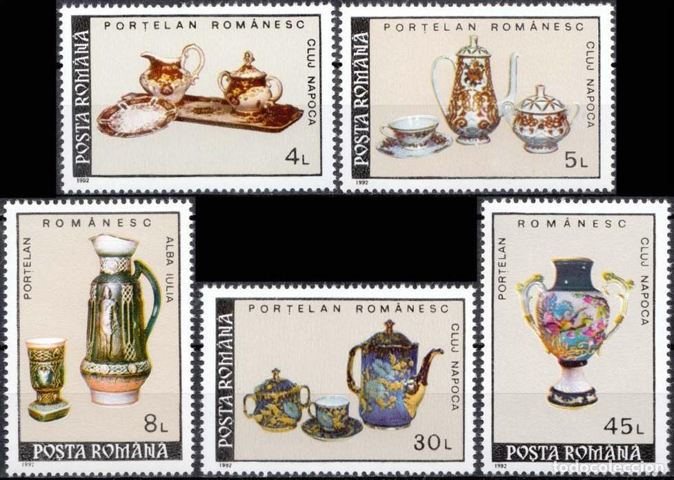 Sellos: RUMANIA 1992 SERIE 5 STAMPS MNH PORCELANA ZSOLNAY PORCELAIN PORCELAINE PORZELLAN