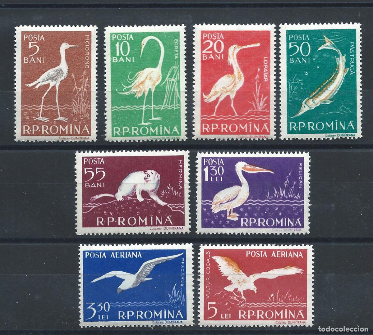 Sellos: Roumanie N&deg;1552/57 + PA 73/74** (MNH) 1957 - Faune &rdquo;Oiseaux&rdquo;