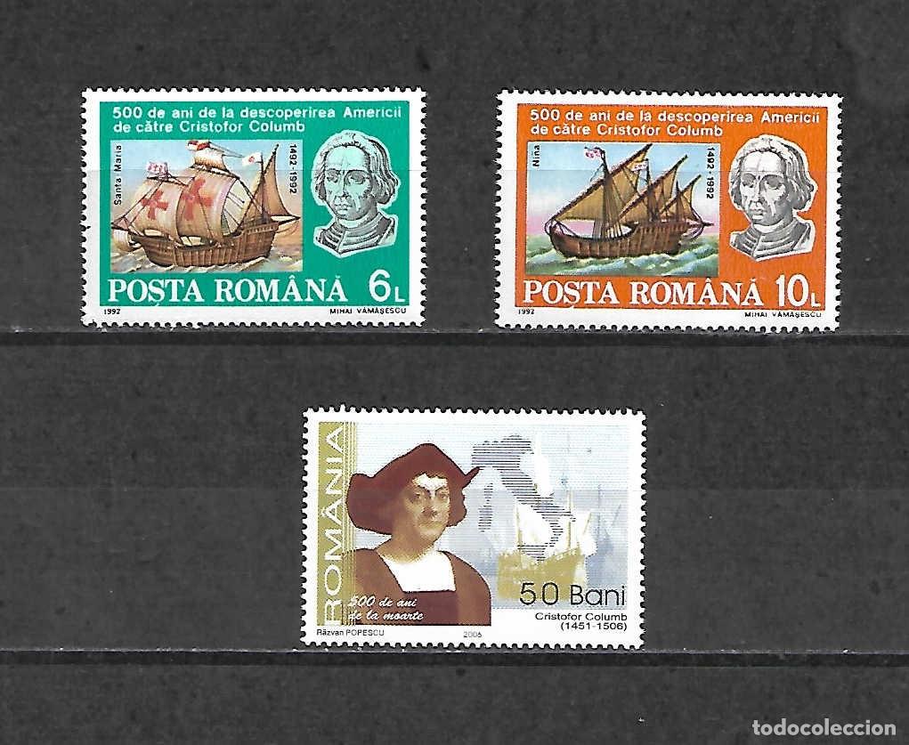 Sellos: Crist&oacute;bal COL&Oacute;N (151-1506), navegante .Ruman&iacute;a, sellos a&ntilde;os 1992/2006
