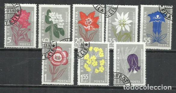 Sellos: 060G- SERIE COMPLETA RUMAN&Iacute;A 1957 N&ordm; 1517/1524 FLORES FLORA VEGETALES PLANTAS.