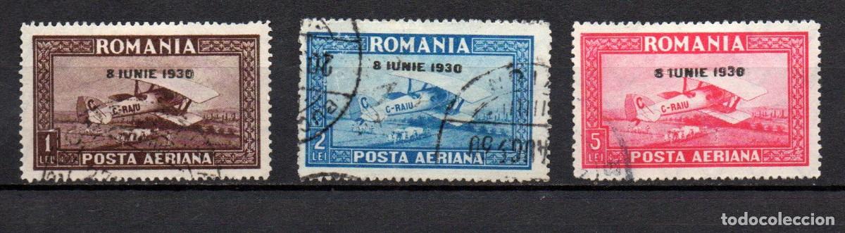Sellos: RUMANIA. 1930. A&Eacute;REO. YT 4B/6B. FILIGRANA LINEAS HORIZONTALES