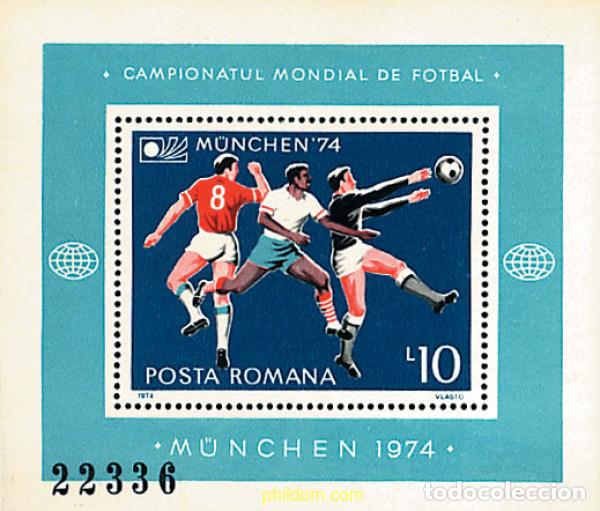 Sellos: 234429 MNH RUMANIA 1974 COPA DEL MUNDO DE FUTBOL. MUNICH-74
