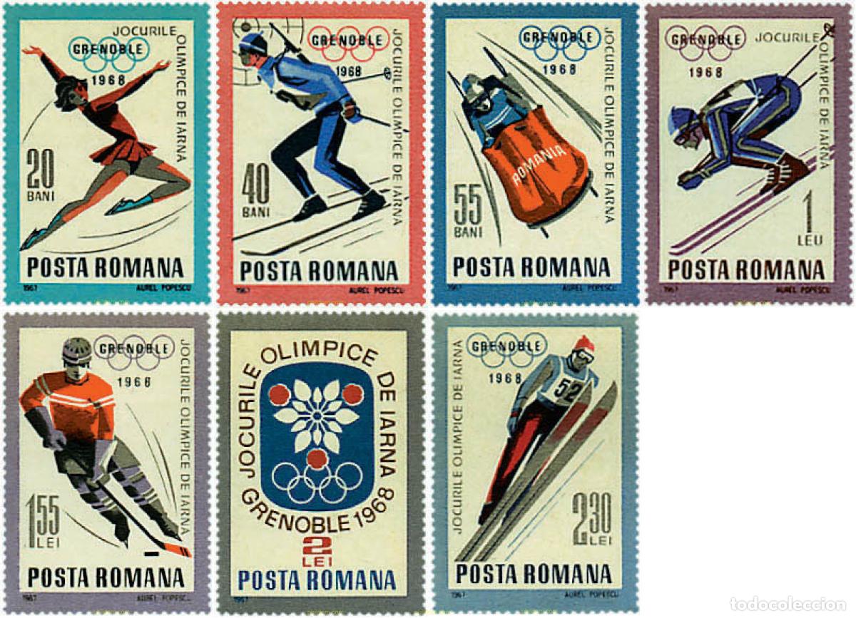 Sellos: 71620 MNH RUMANIA 1967 10 JUEGOS OLIMPICOS INVIERNO GRENOBLE 1968