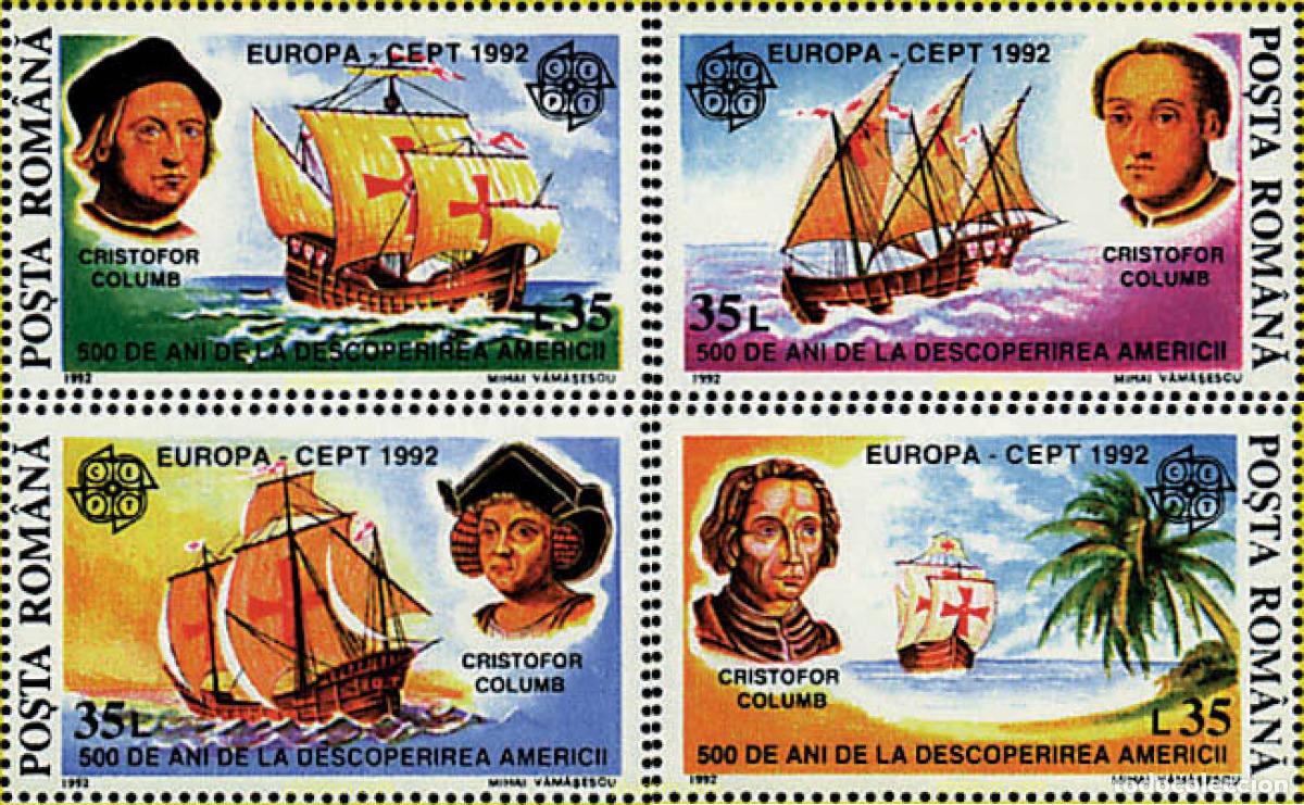 Sellos: 234952 MNH RUMANIA 1992 EUROPA CEPT. 500 ANIVERSARIO DEL DESCUBRIMIENTO DE AMERICA