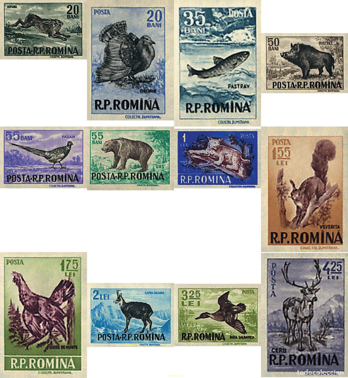 Sellos: 40089 MNH RUMANIA 1956 ANIMALES DE CAZA Y PESCA