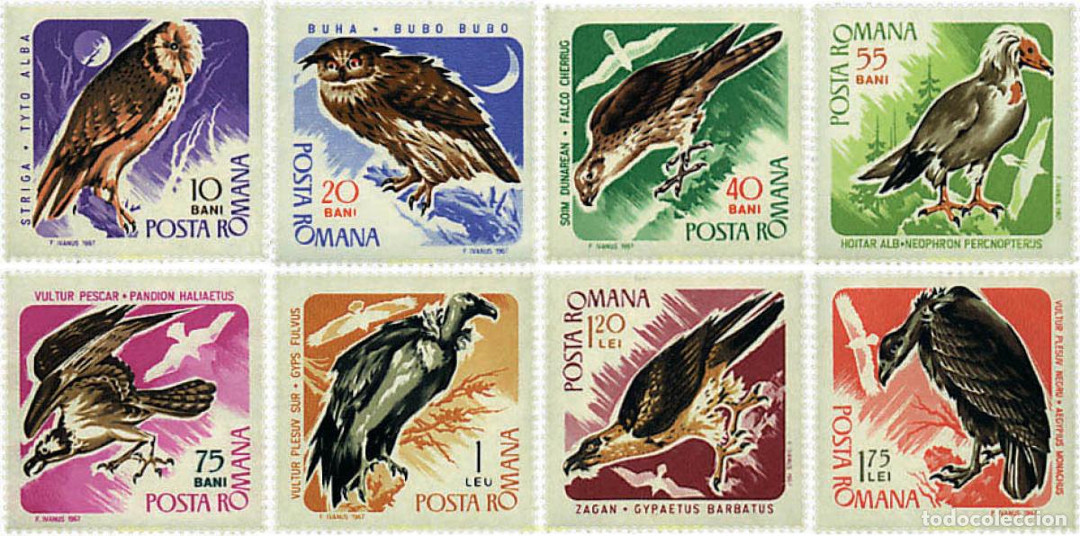 Sellos: 61932 MNH RUMANIA 1967 AVES DE PRESA